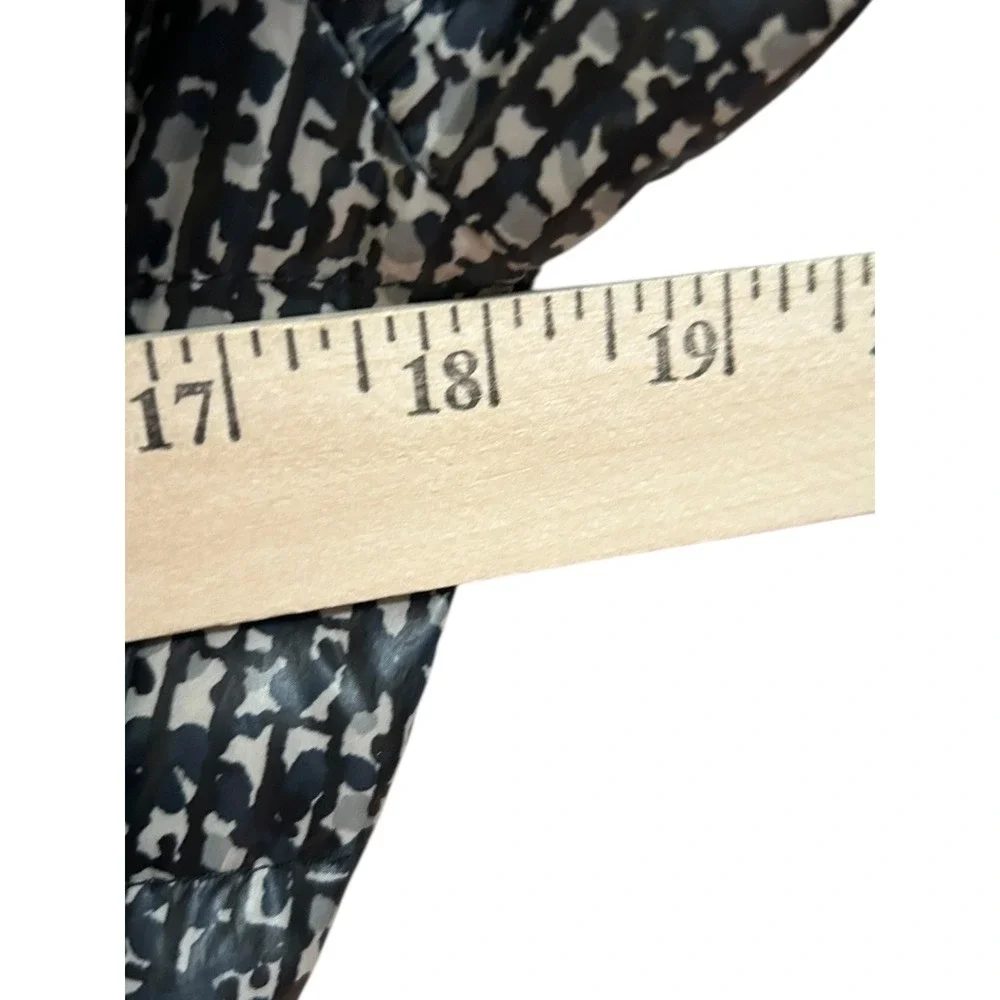 Lands End Quilted Down Feather Puffer Coat Belted‎ Print Full Zip Women's XS